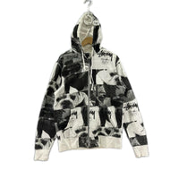 パーカー STUSSY 総柄コラージュジップパーカー M
