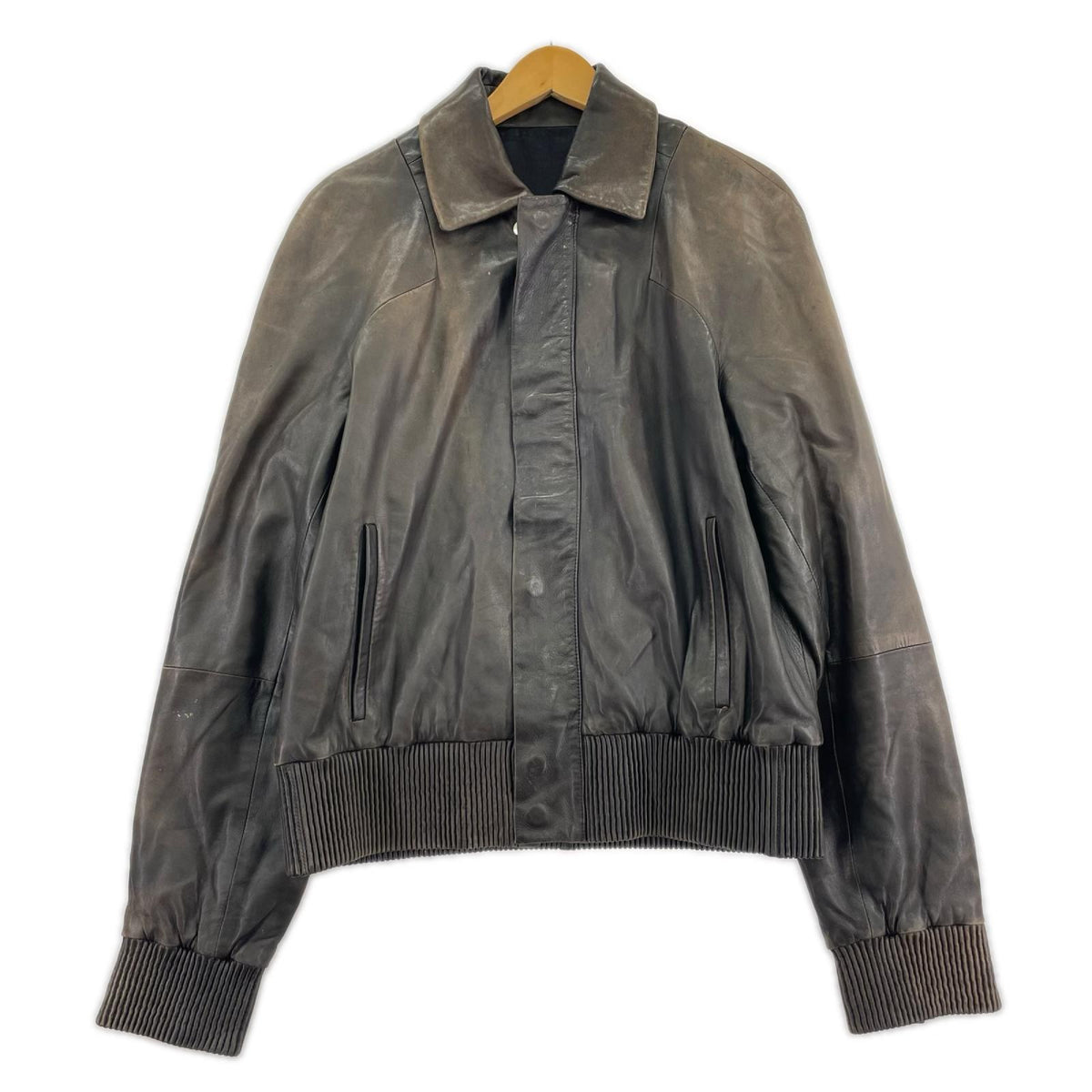 レザージャケット Zegna レザーブルゾン S ブラウン