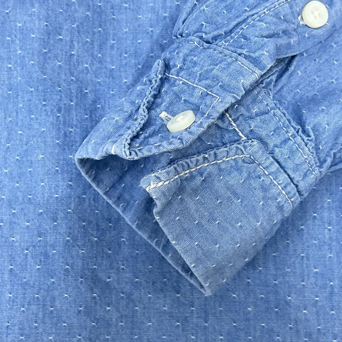 長袖シャツ EVISU ボタンダウンシャツ size42 ブルー 42