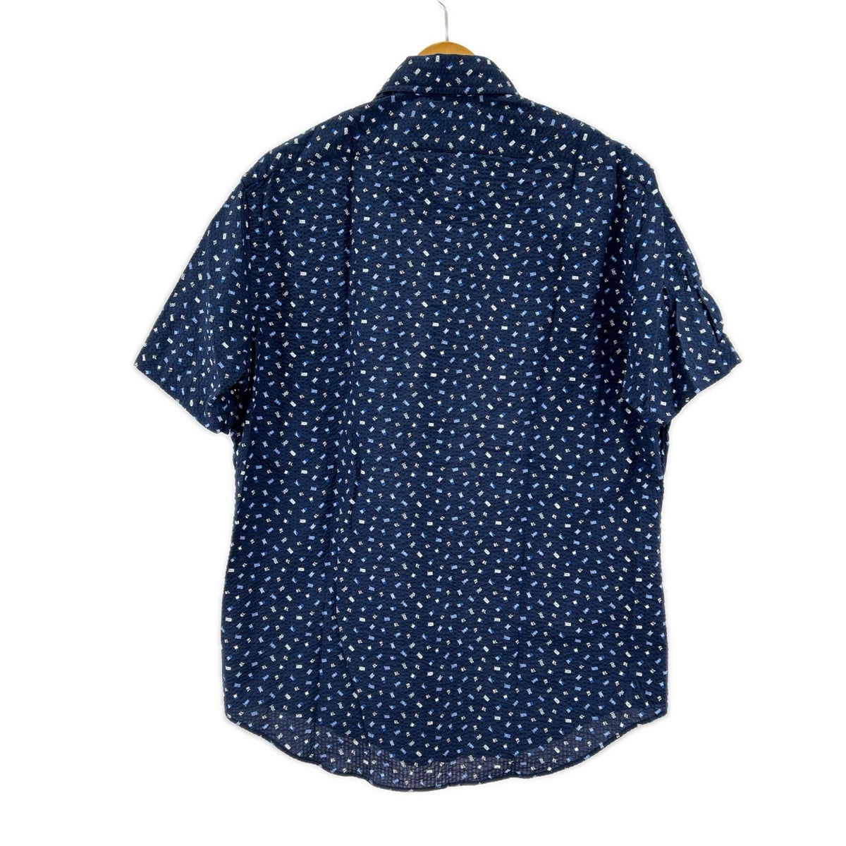 半袖シャツ シアサッカー フラッグ総柄 BLU M M ブルー
