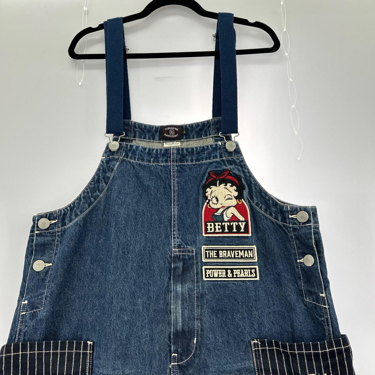 デニムパンツ THE BRAVE MAN BETTY BOOP デニムオーバーオール L ネイビー