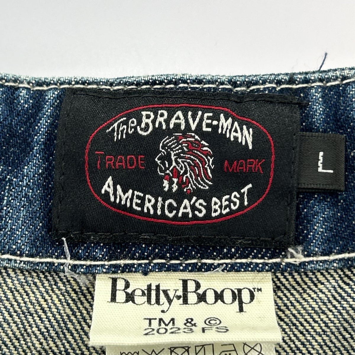 デニムパンツ THE BRAVE MAN BETTY BOOP デニムオーバーオール L ネイビー