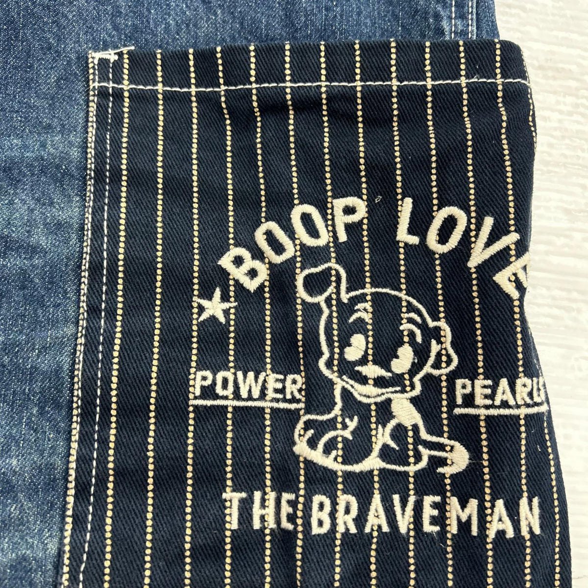 デニムパンツ THE BRAVE MAN BETTY BOOP デニムオーバーオール L ネイビー