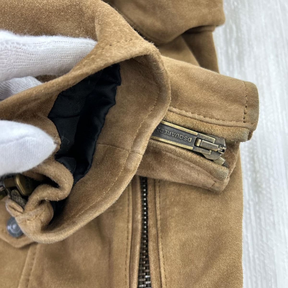 ライダースジャケット Suede Leather Biker Style Jacket BRN 48 ブラウン