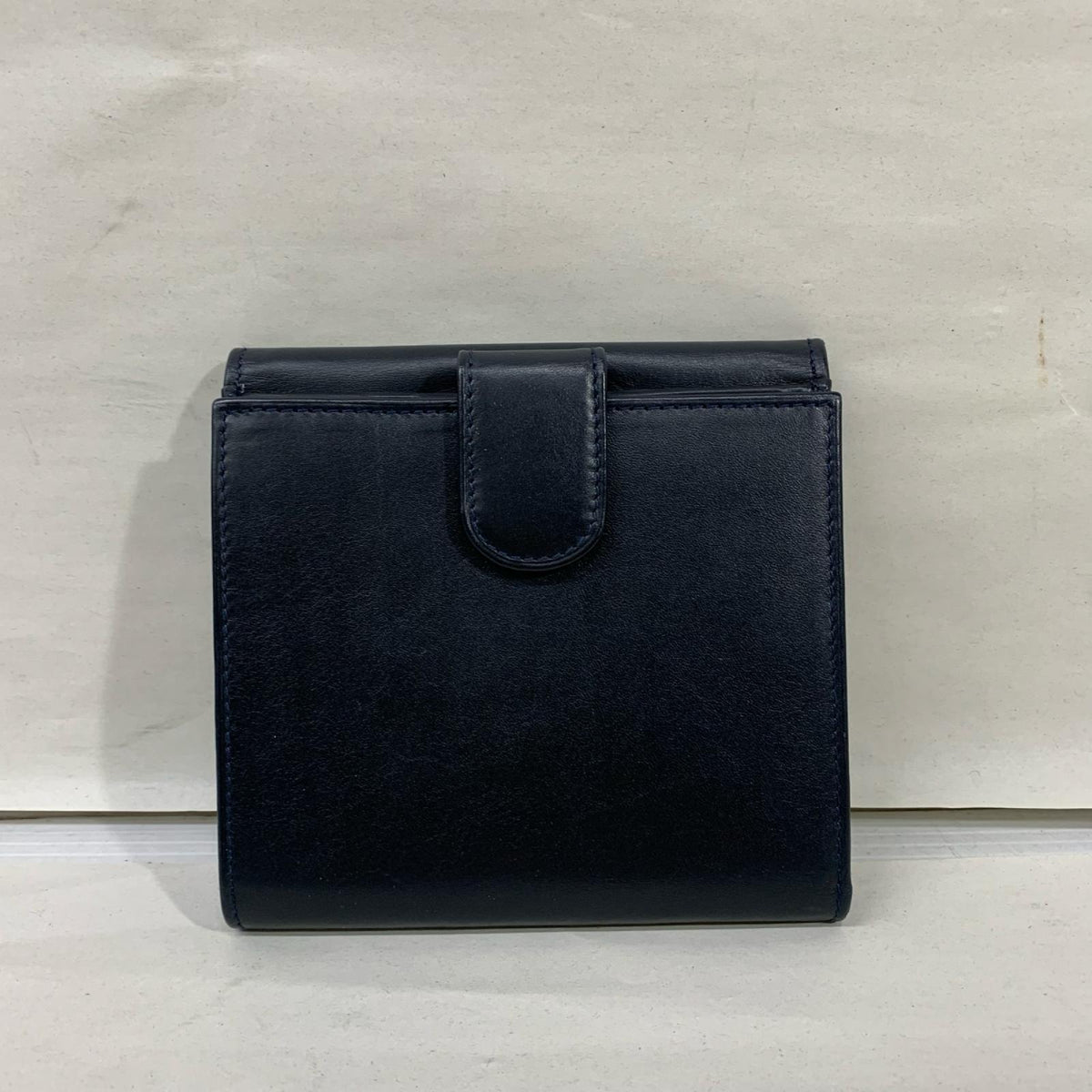 二つ折り財布 レザー ネイビー
