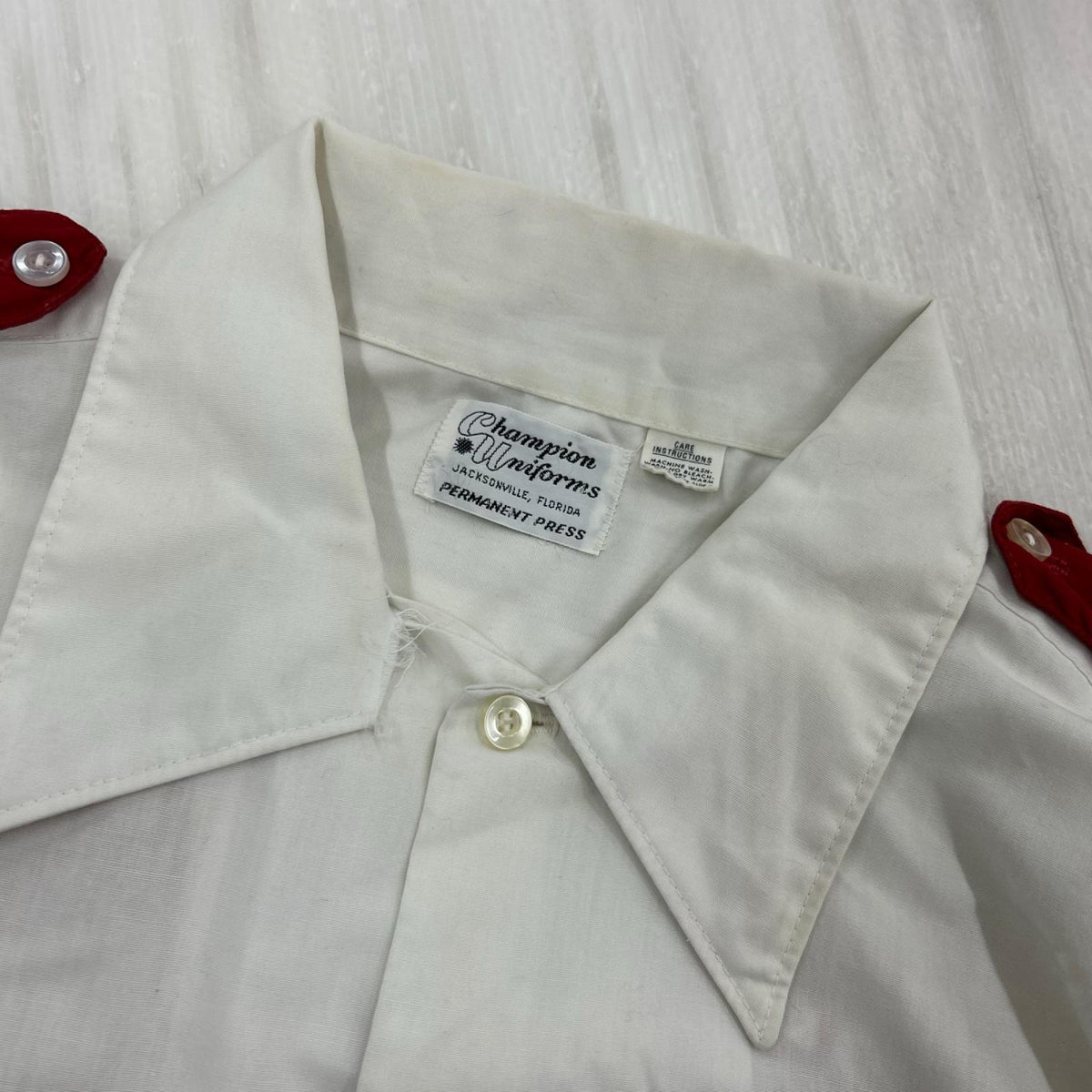 半袖シャツ champion uniform WHT×RED ホワイト