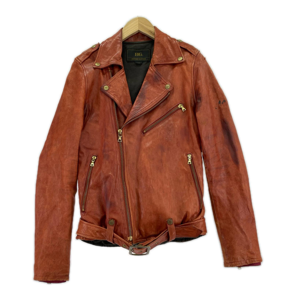 ジャケット HYSTERIC GLAMOUR sheep leather riders jacket S レッド