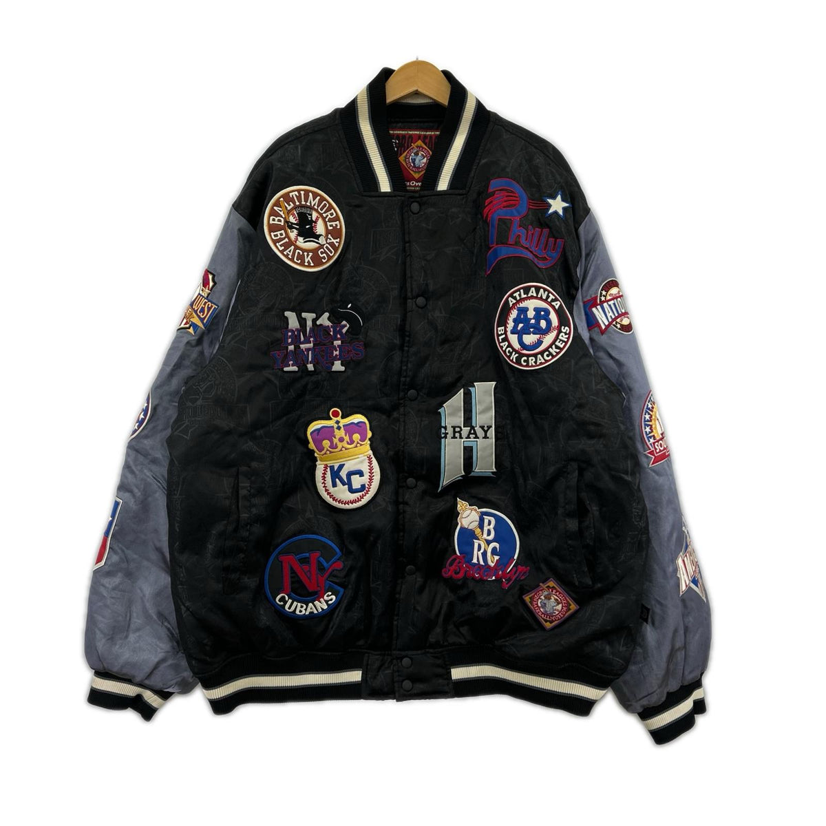 ジャケット negro league チームロゴワッペン 中綿 スタジャン 4XL