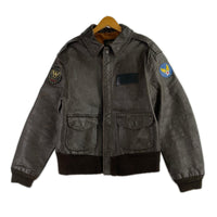 レザージャケット AVIREX A-2 馬革 kawasaki W650ワッペン付 size42 BRW ブラウン