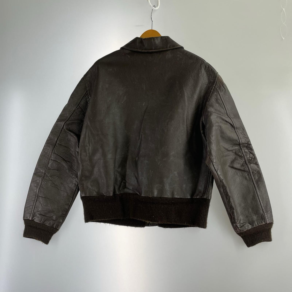 レザージャケット AVIREX A-2 馬革 kawasaki W650ワッペン付 size42 BRW ブラウン