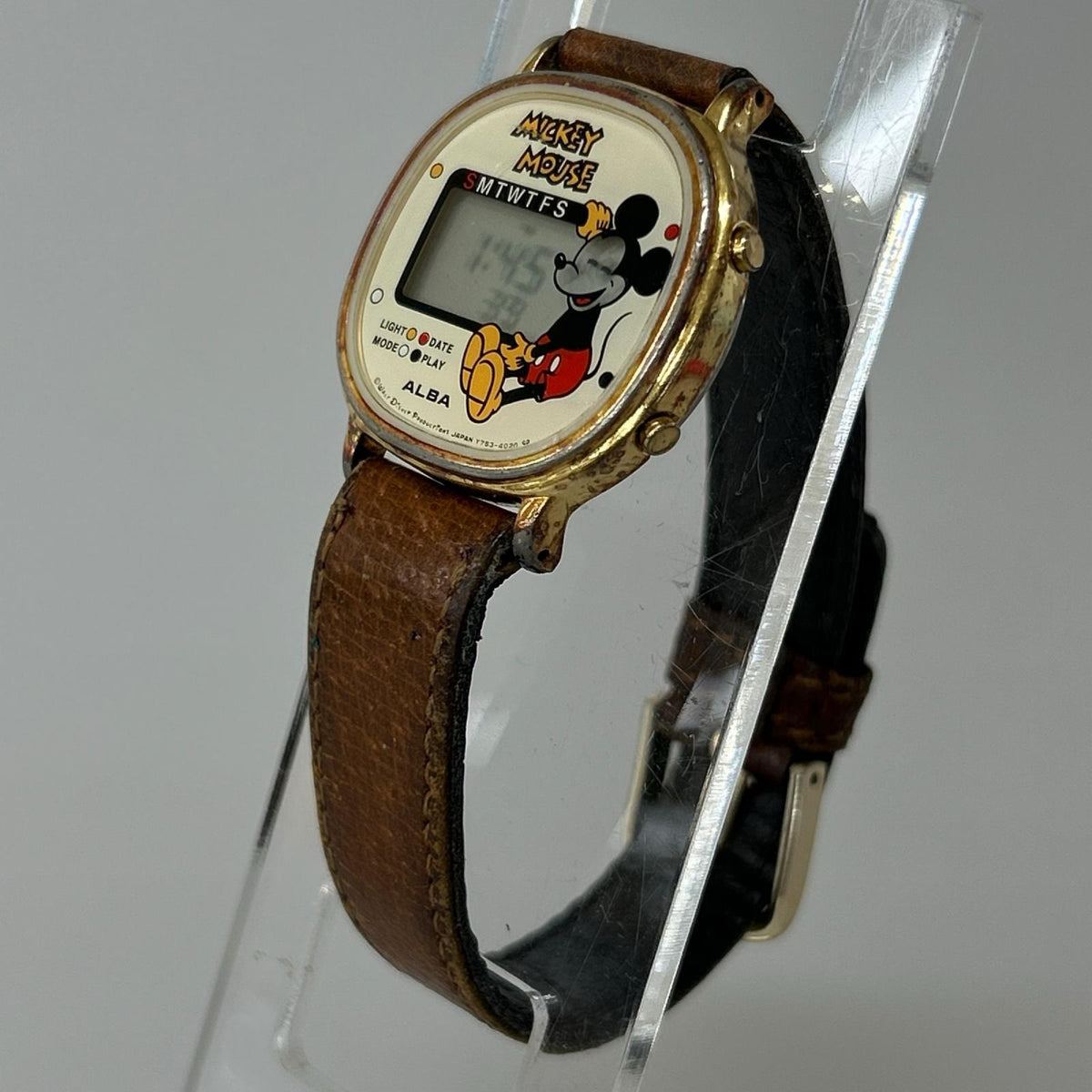 腕時計 80s SEIKO ALBA Y753-4030 MICKEY MOUSE ベージュ