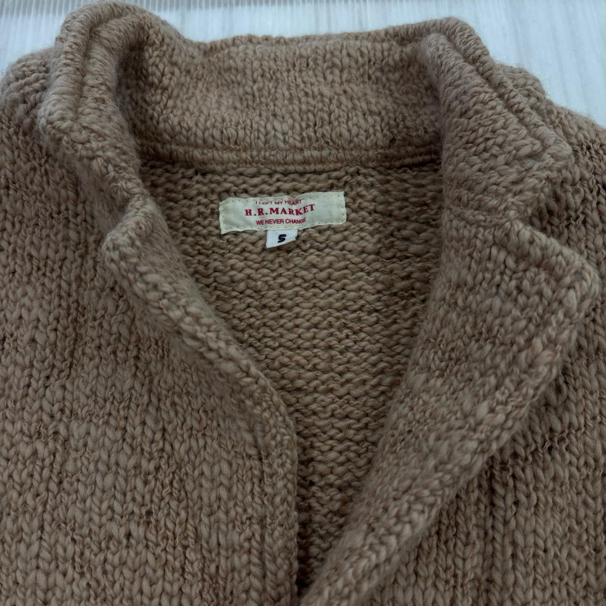 カーディガン H.R.MARKET ショールカラー ウールナイロン (S) S ベージュ