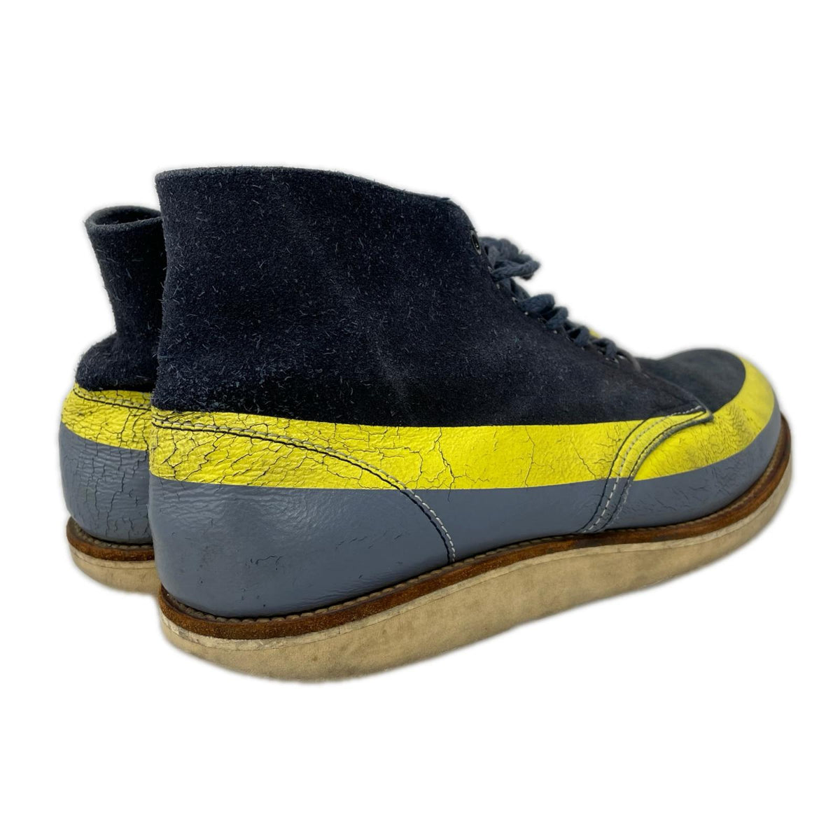 ブーツ UNDERCOVER 97AW leaf期 ペイントブーツ ネイビー×イエロー×グレー