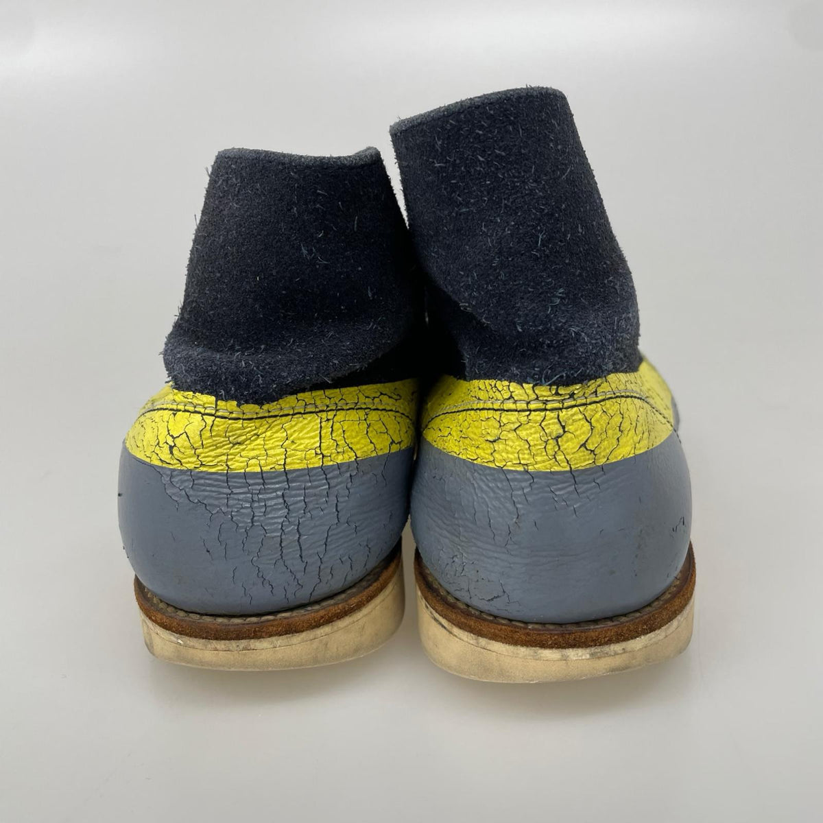ブーツ UNDERCOVER 97AW leaf期 ペイントブーツ ネイビー×イエロー×グレー
