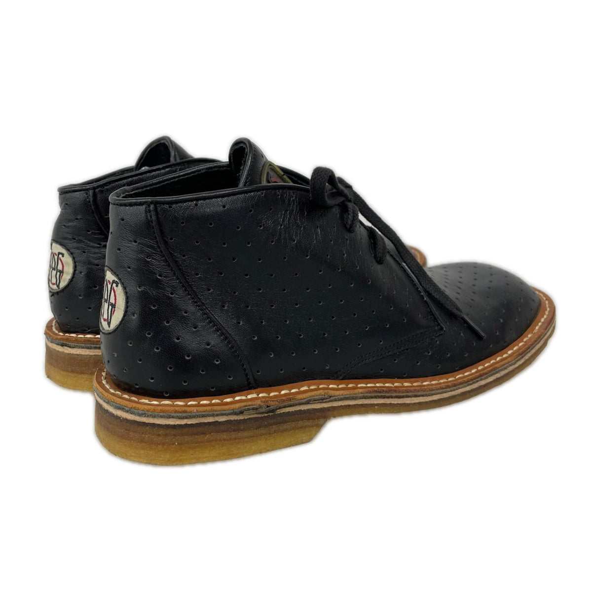ブーツ JEAN-PAUL GAULTIER パンチグレザースクエアトゥブーツ 黒 24.5cm (US6 1/2 UK6 EU39) ブラック