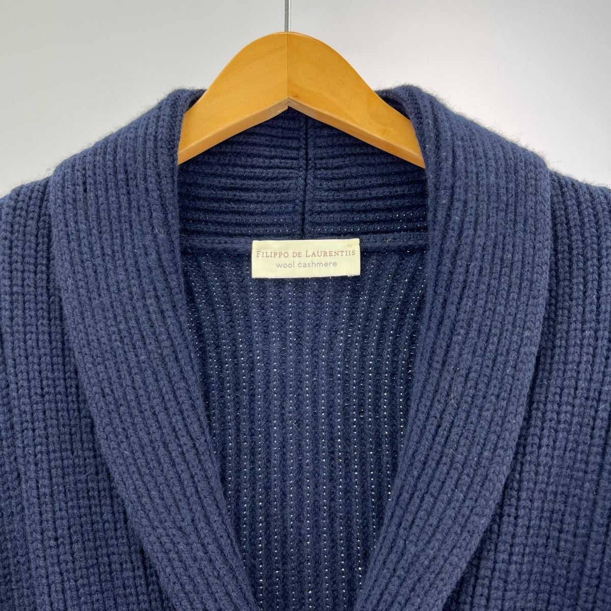 カーディガン FILIPPO DE LAUREN ウールカシミヤ ダブルニットジャケット 46 紺 46 ネイビー