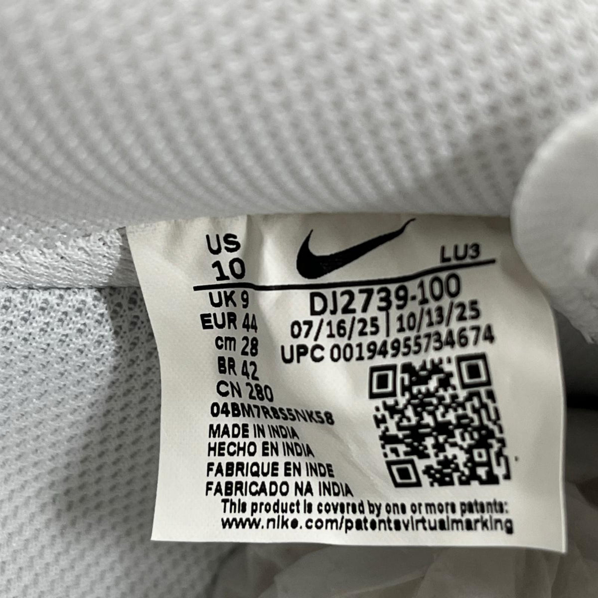 スニーカー AIR FORCE 1 07 white/wht-gum 28cm (US10 UK9 1/2 EU46) ホワイト