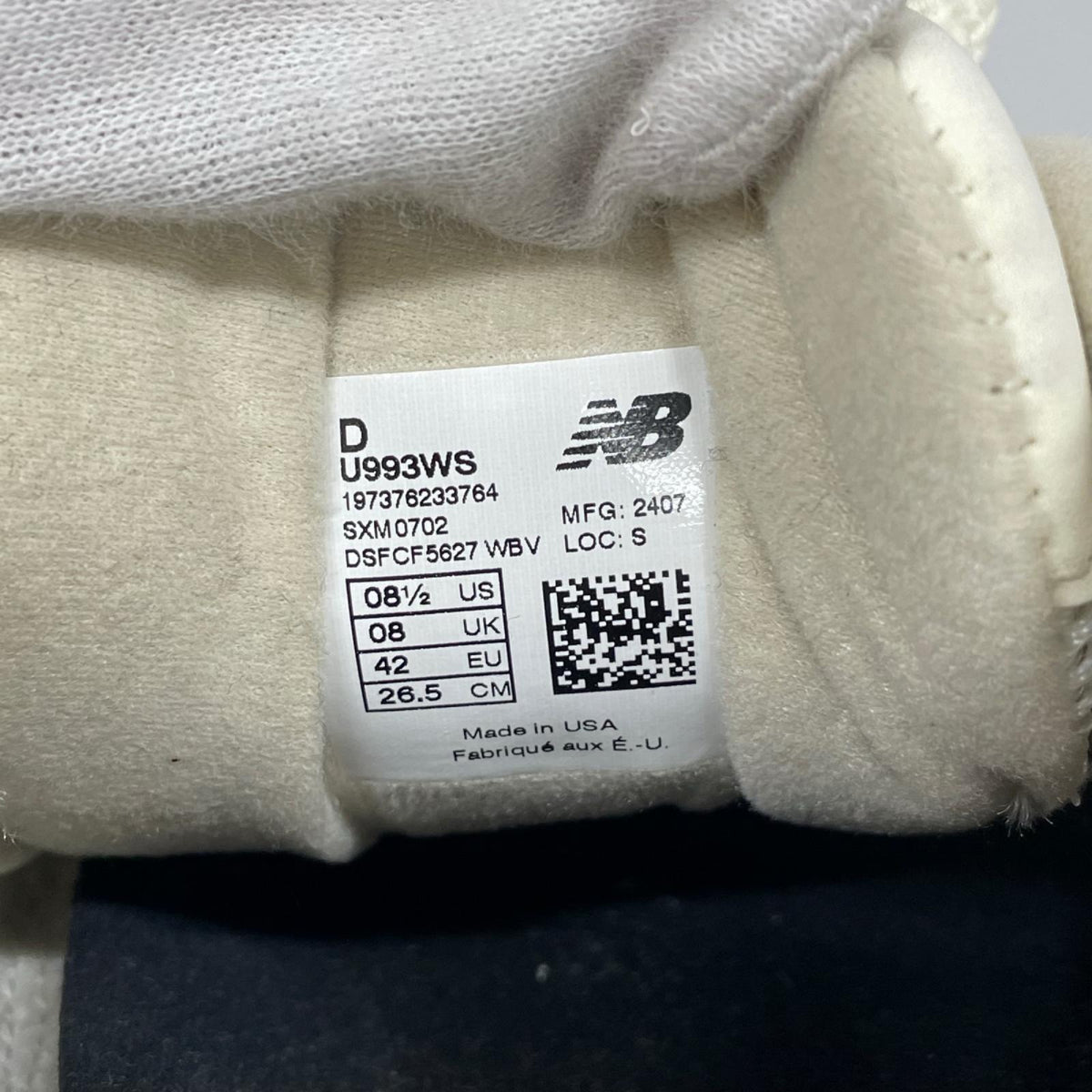 スニーカー NEW BALANCE U993WS USA製 26.5cm (US8 1/2 UK8 EU43)