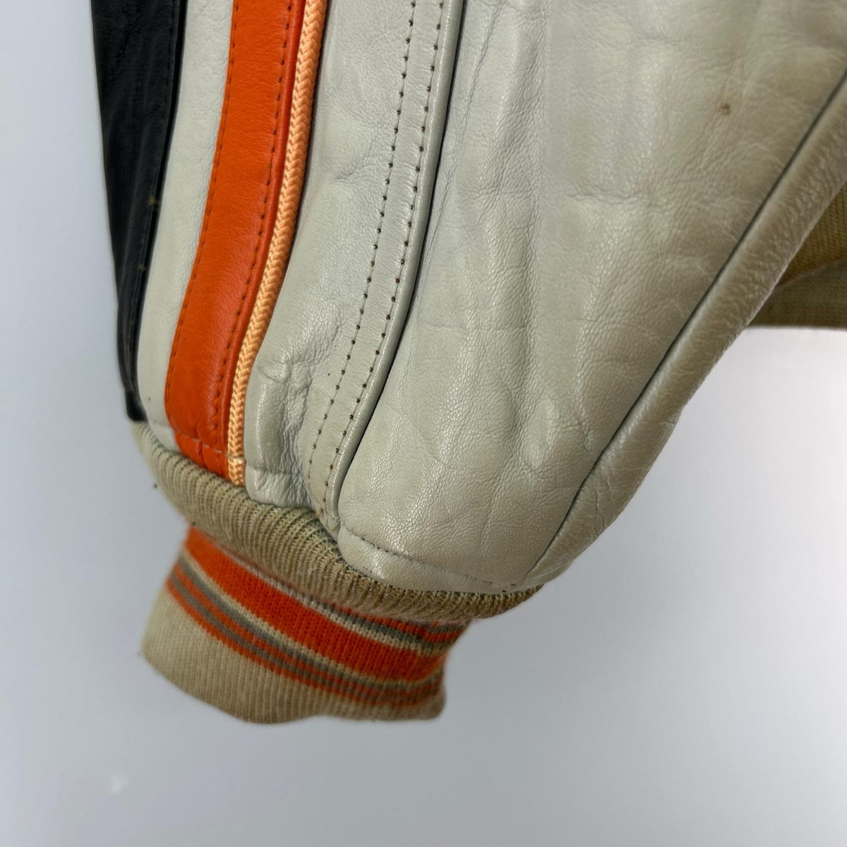 レザージャケット AVIREX VARSITY 羊革 (M) ホワイトレザー M