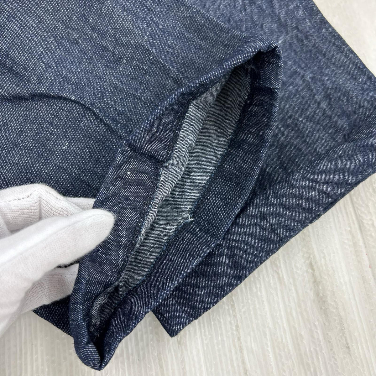 デニムパンツ タックパンツ 46 ネイビー