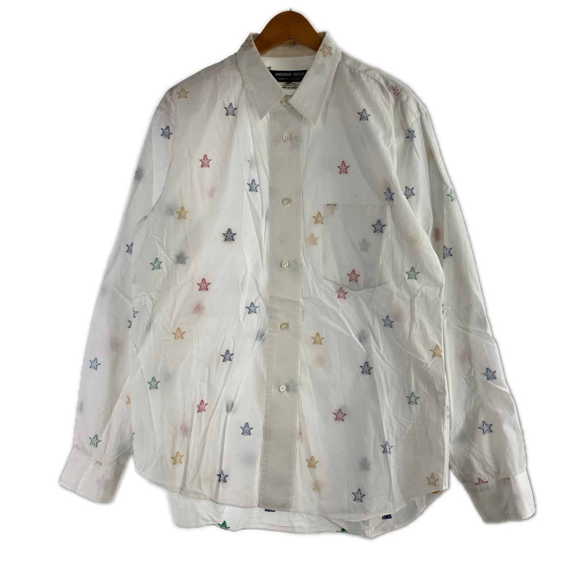 長袖シャツ HOMME DEUX スター刺繍L/Sシャツ 白 AD2022 L L ホワイト