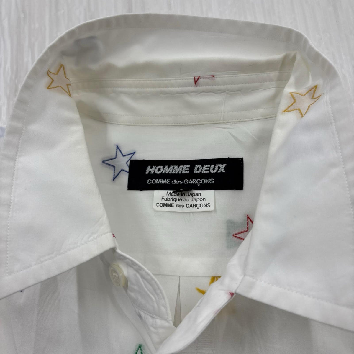 長袖シャツ HOMME DEUX スター刺繍L/Sシャツ 白 AD2022 L L ホワイト