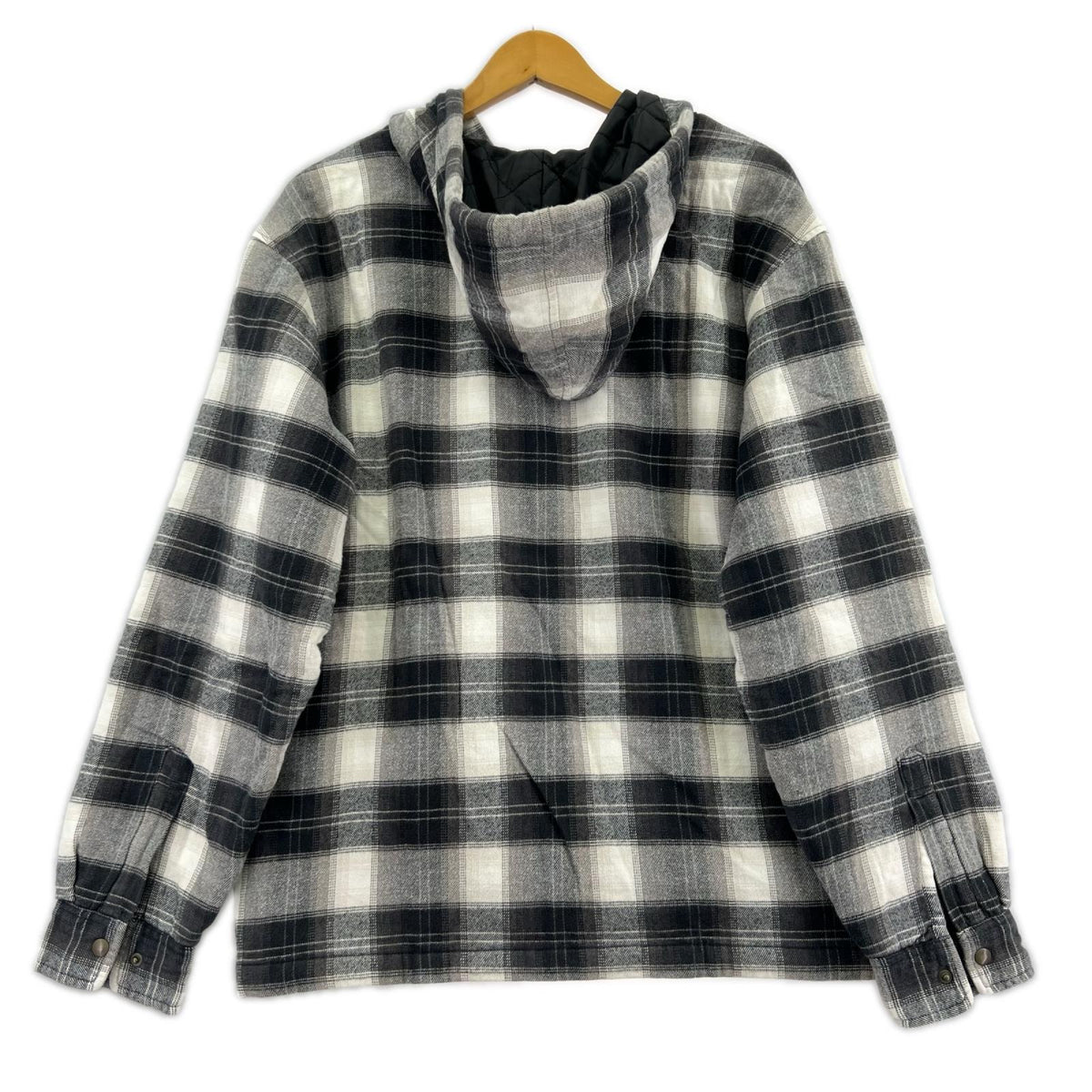 ジャケット quilted hooded plaid shirt M S