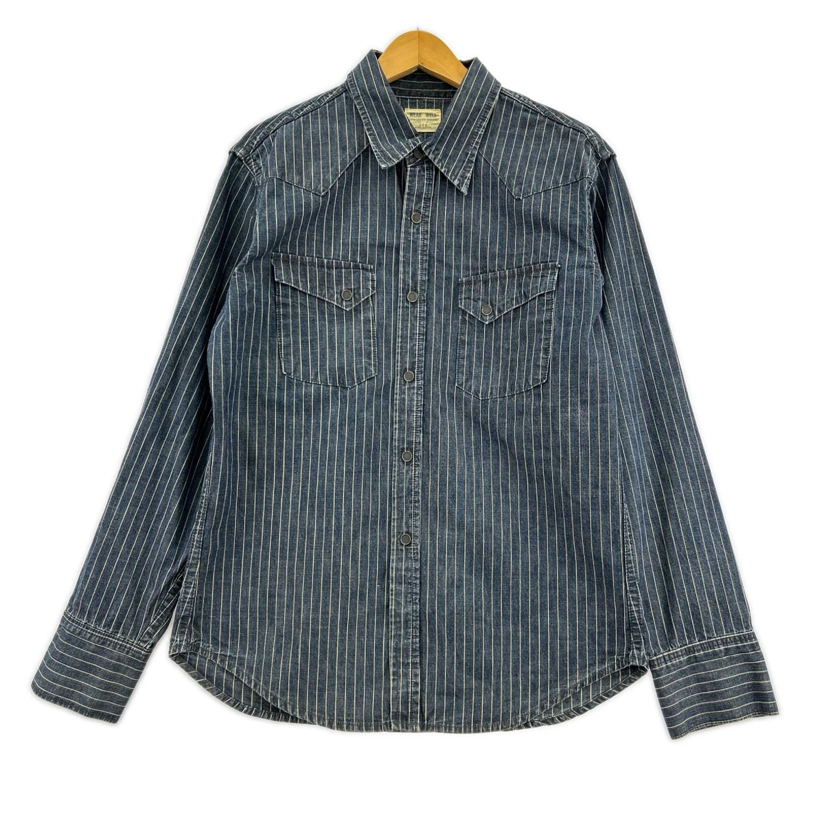 長袖シャツ UES WEAR WELL ストライプウエスタンシャツ インディゴ (2) 2 ネイビー