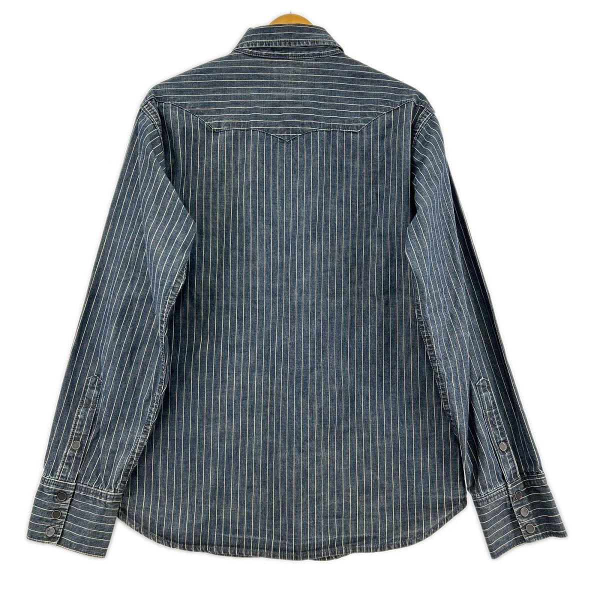 長袖シャツ UES WEAR WELL ストライプウエスタンシャツ インディゴ (2) 2 ネイビー