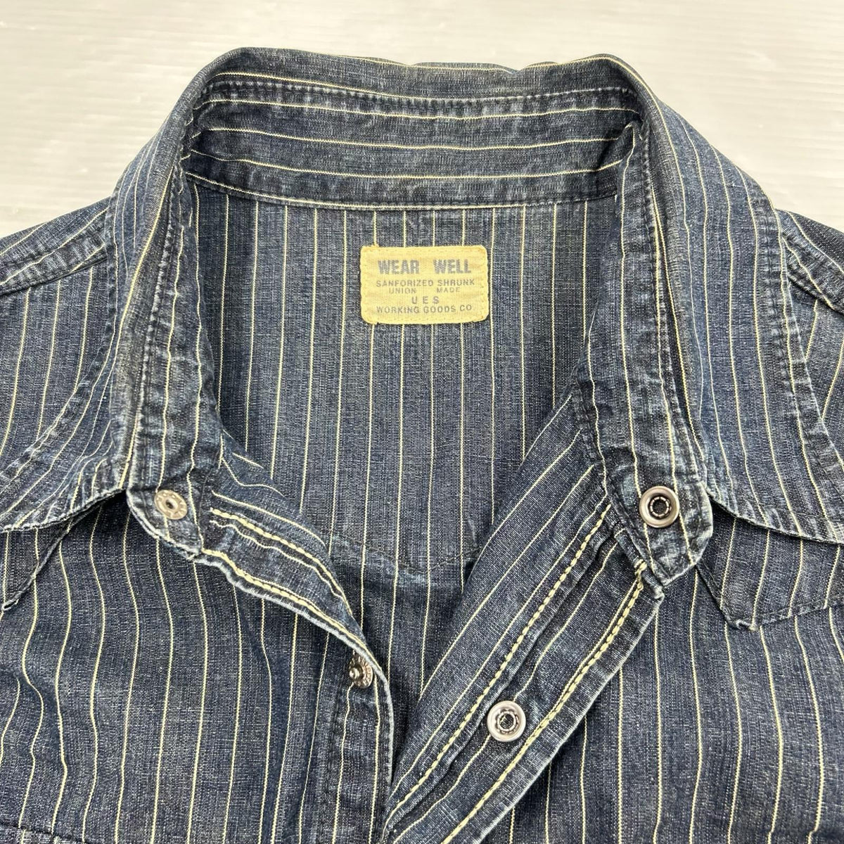 長袖シャツ UES WEAR WELL ストライプウエスタンシャツ インディゴ (2) 2 ネイビー