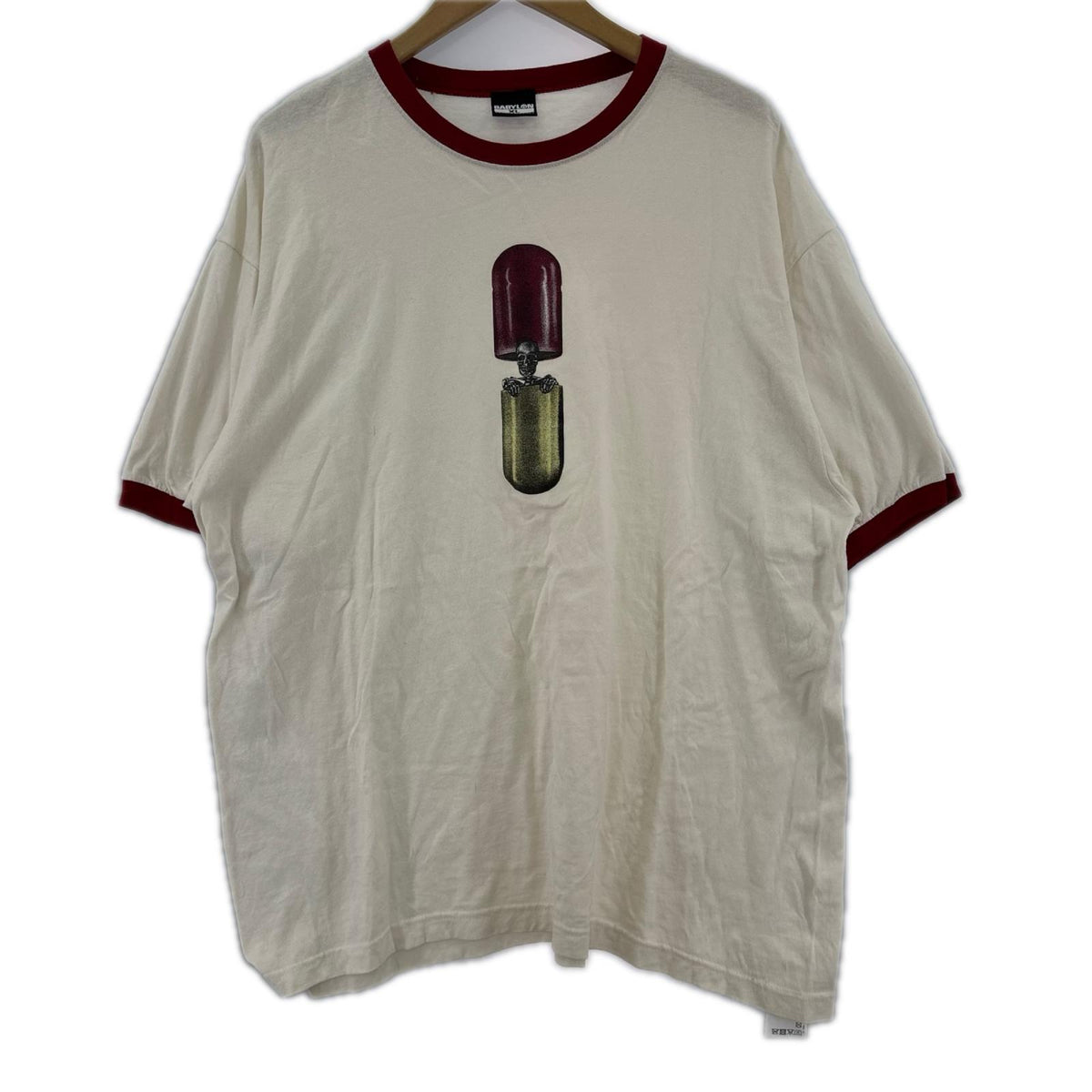 半袖Tシャツ スカル リンガーt 白 (XL) ホワイト