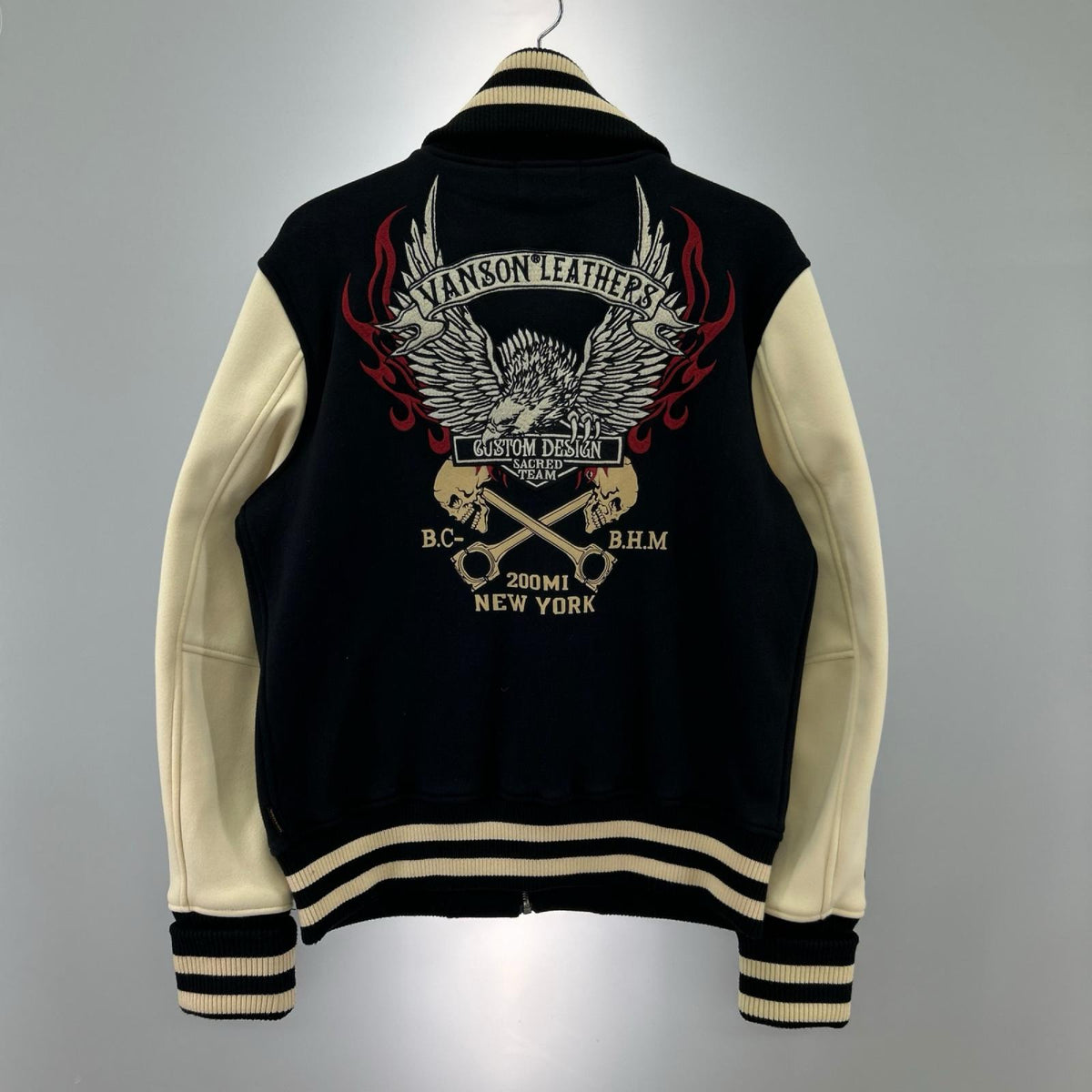 ジャケット VANSON イーグル刺繍 スタジャン M 黒 M ブラック