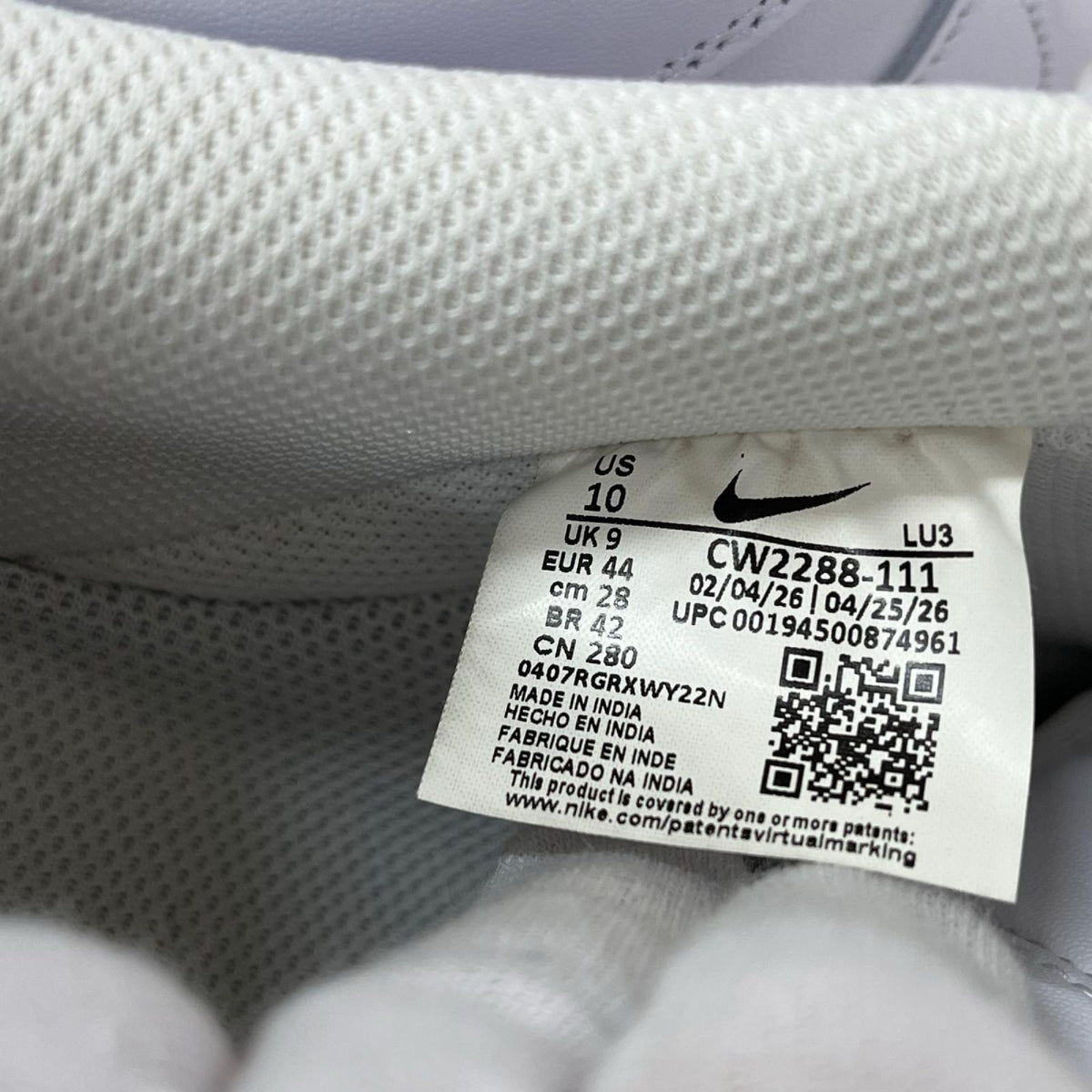 スニーカー NIKE Air Force 1 '07 CW2288-111 28cm (US10 UK9 1/2 EU46) ホワイト