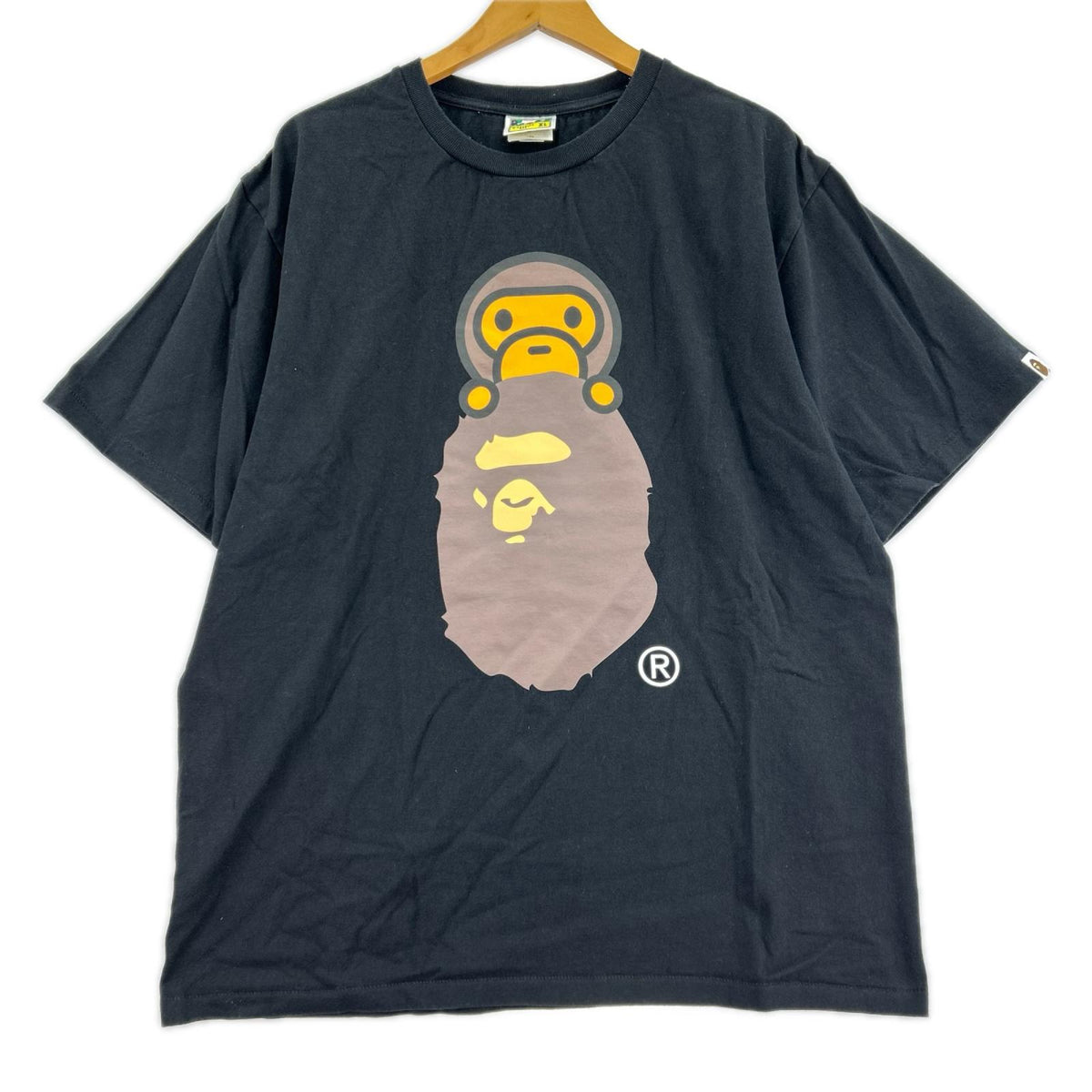 半袖Tシャツ APE HEAD&BABY MILO プリントTee ブラック