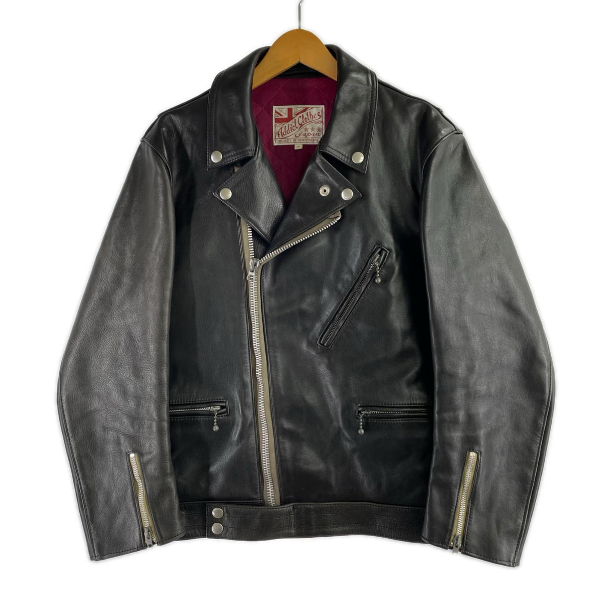 ジャケット Addict Clothes AD-03 ホースレザーライダースジャケット 38 ブラック