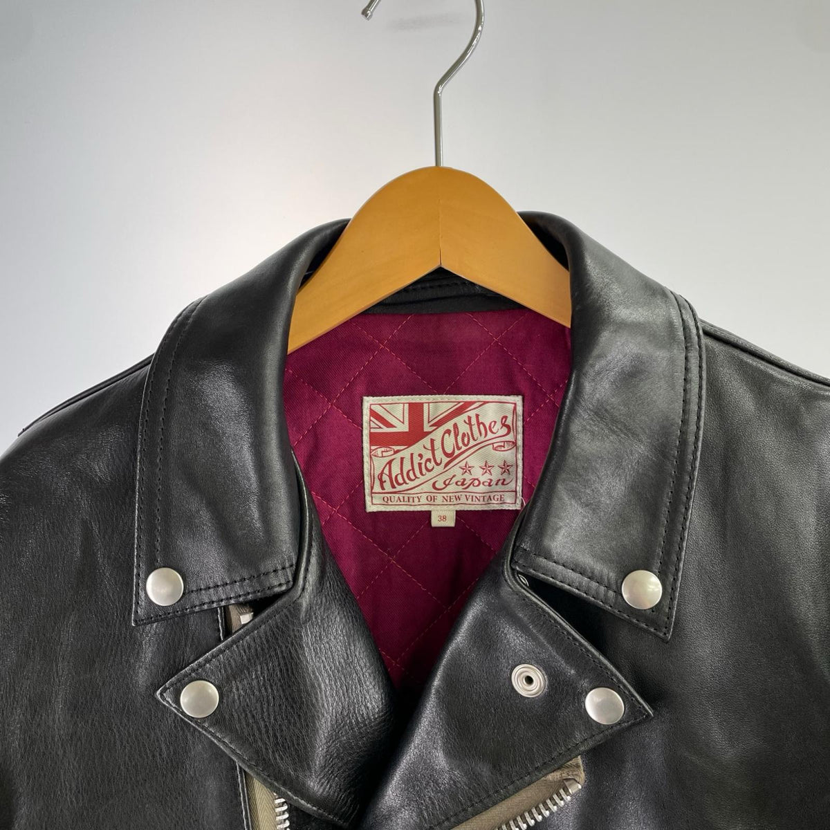 ジャケット Addict Clothes AD-03 ホースレザーライダースジャケット 38 ブラック