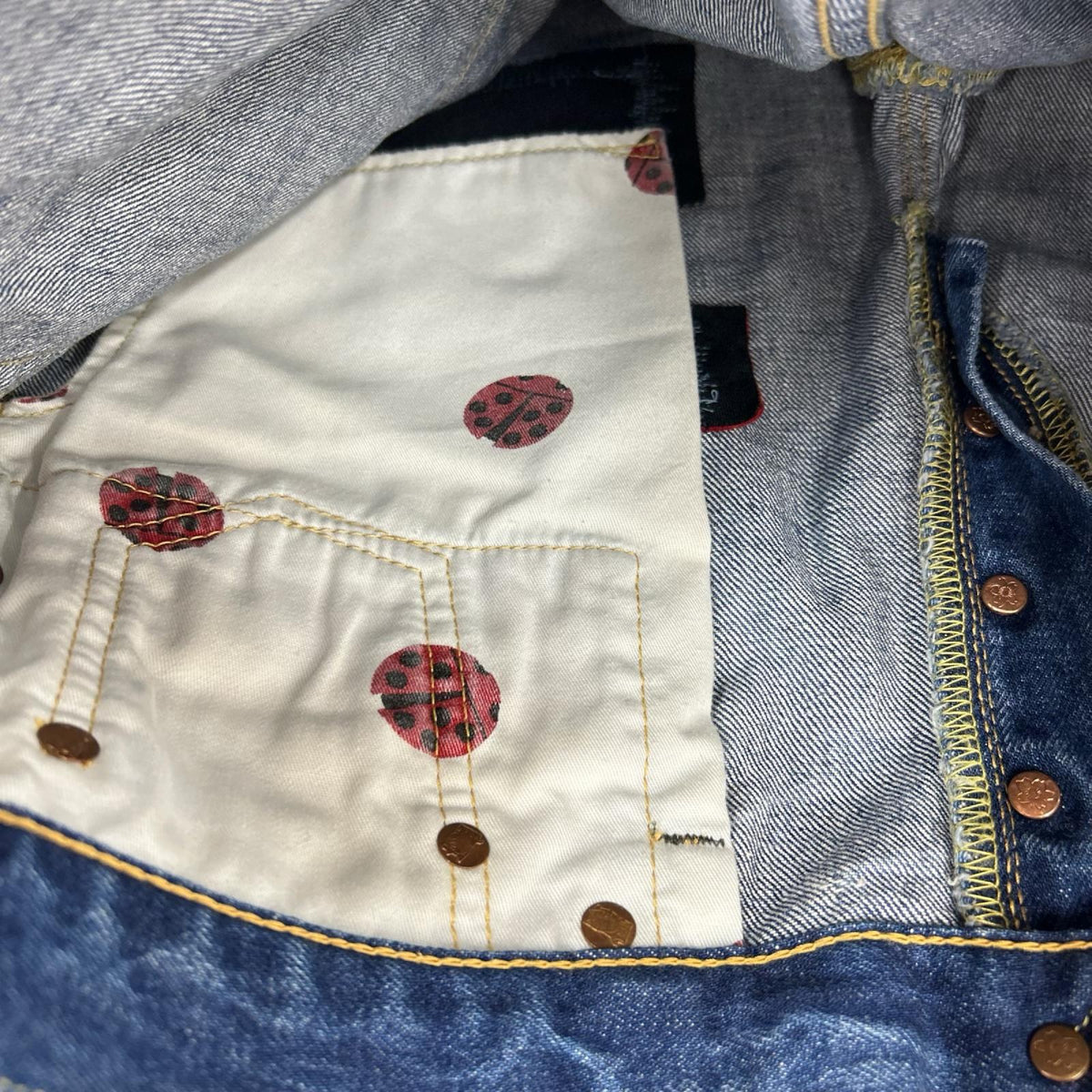 デニムパンツ パッチワーク スタッツリメイク デニム M M