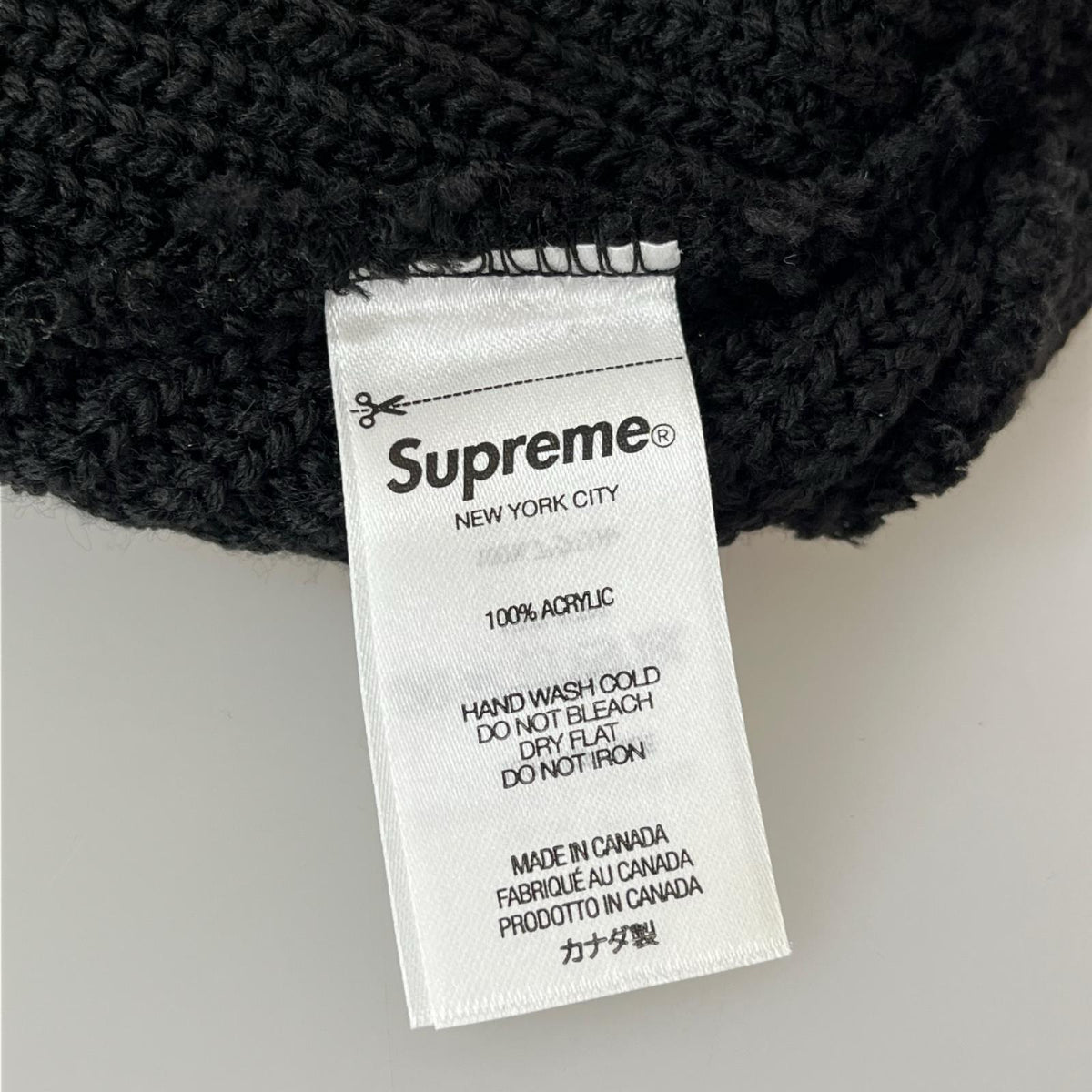 ニットキャップ Supreme 刺繍ビーニー 黒 ブラック
