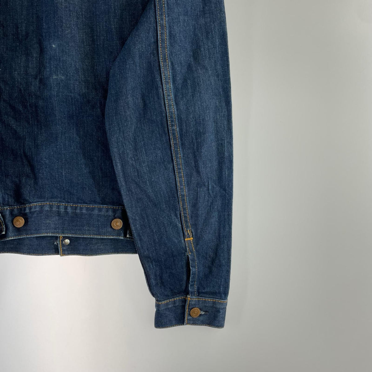 デニムジャケット 00s 70505-0217 刻印555 レインボーステッチ 36 ネイビー