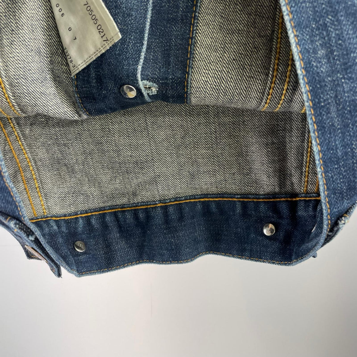 デニムジャケット 00s 70505-0217 刻印555 レインボーステッチ 36 ネイビー
