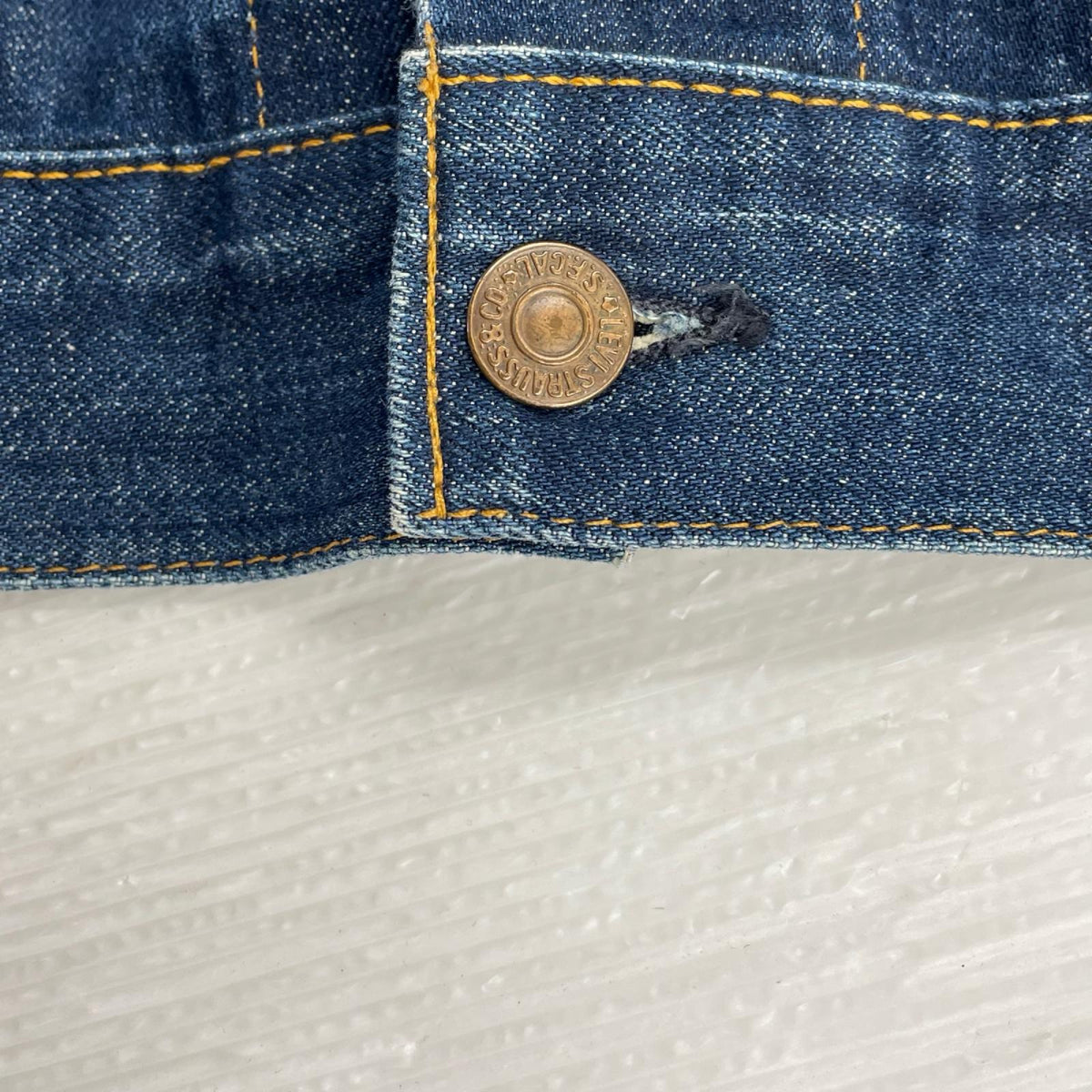 デニムジャケット 00s 70505-0217 刻印555 レインボーステッチ 36 ネイビー