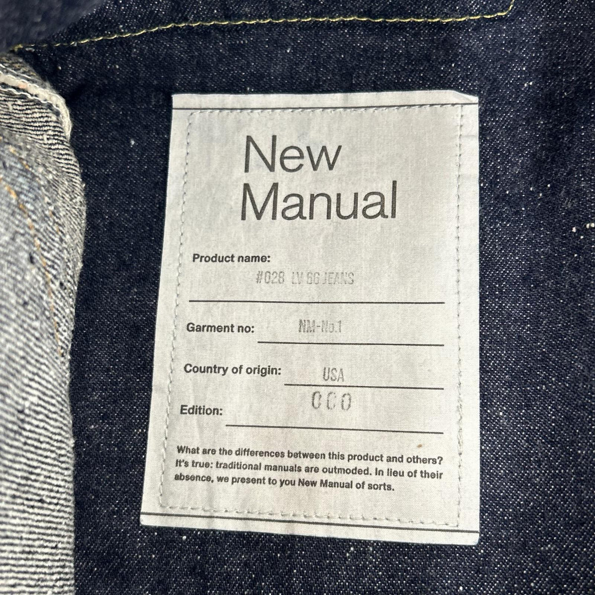 デニムパンツ New Manual LV 66 JEANS 33 ONE-WASHED PT-YY-0007 (W31) 31 ネイビー