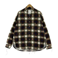 長袖シャツ cut off collar work GREEN CHECK 1