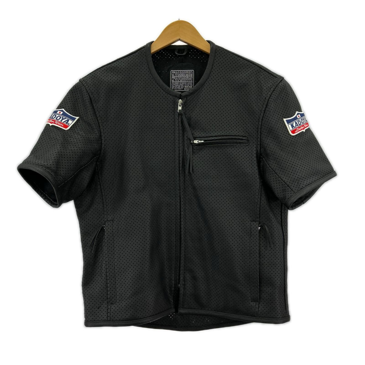 レザージャケット K'sLeather KADOYA パンチング S/S(LL) LL ブラック