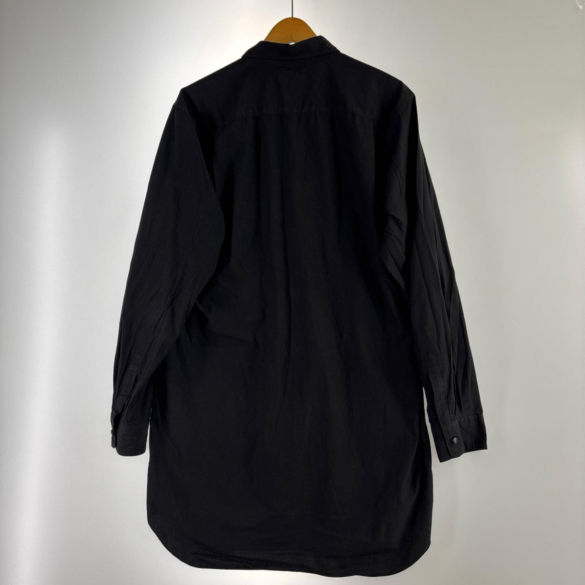 長袖シャツ HOMME PLUS 18SS ポリエステルロングシャツ 黒 S S ブラック