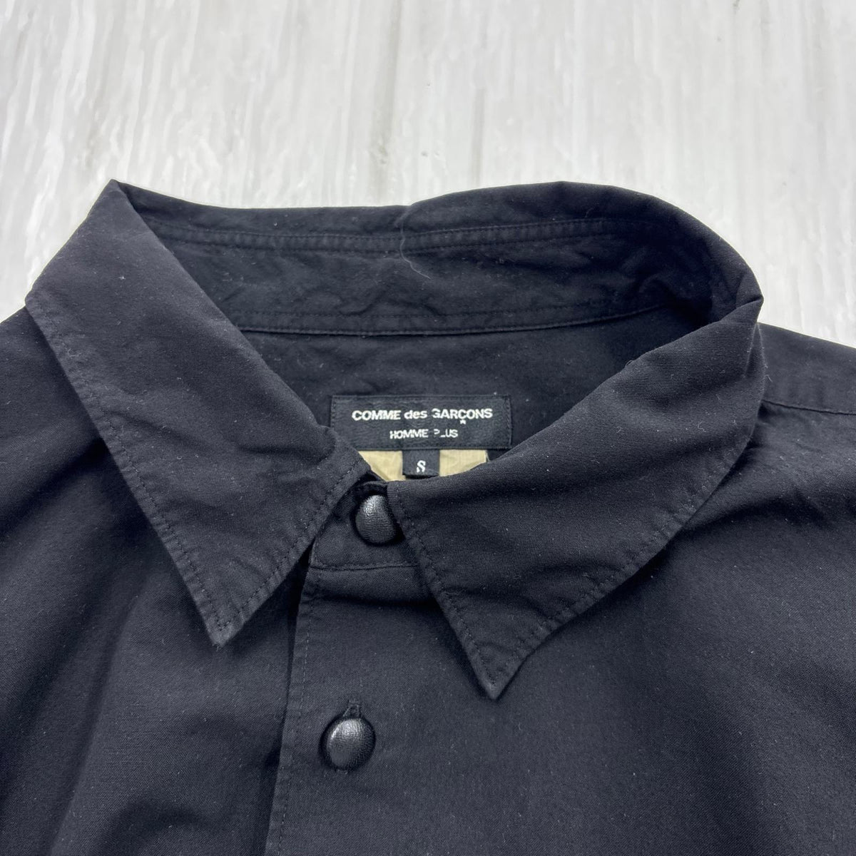 長袖シャツ HOMME PLUS 18SS ポリエステルロングシャツ 黒 S S ブラック