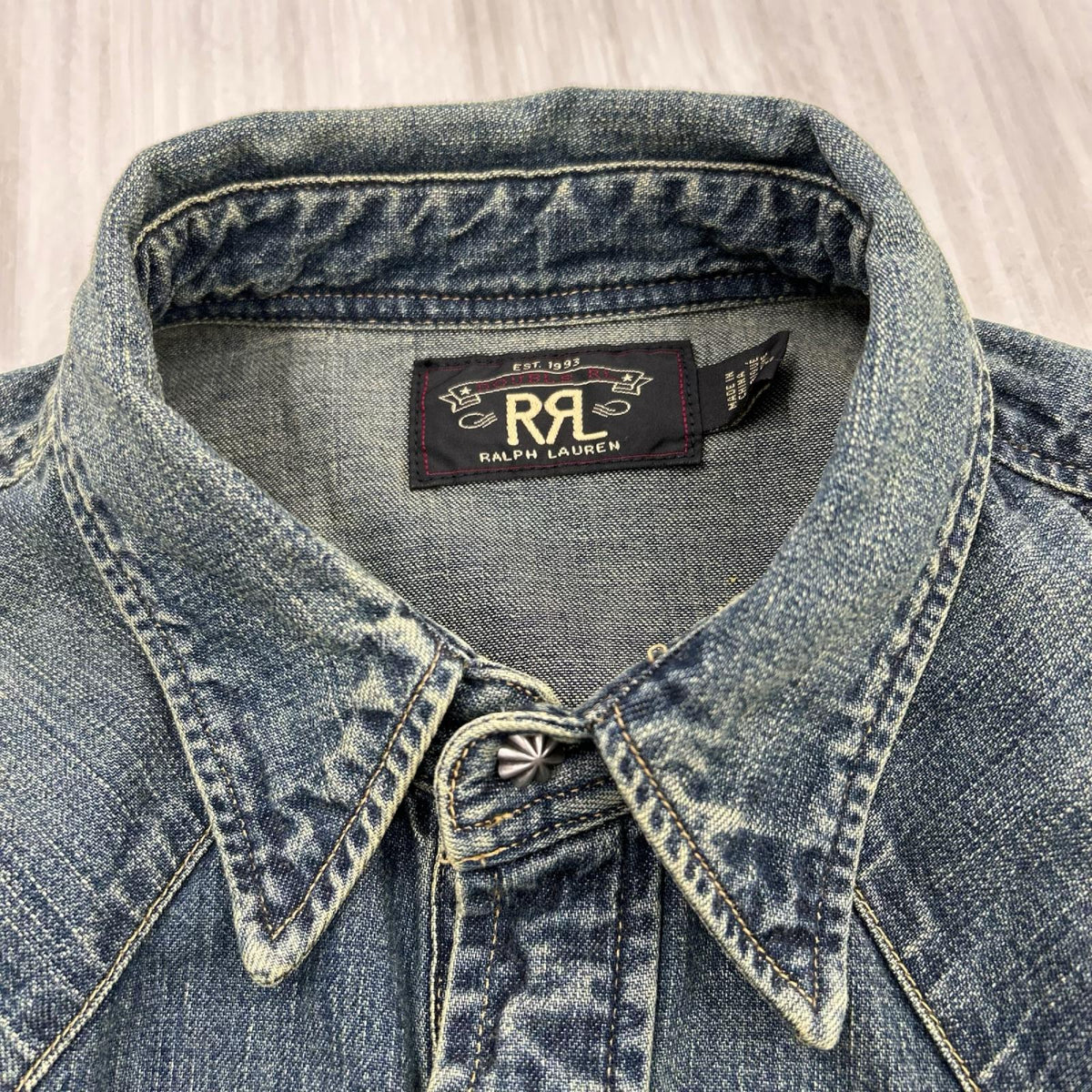 長袖シャツ デニムウエスタンシャツ M M ブルー
