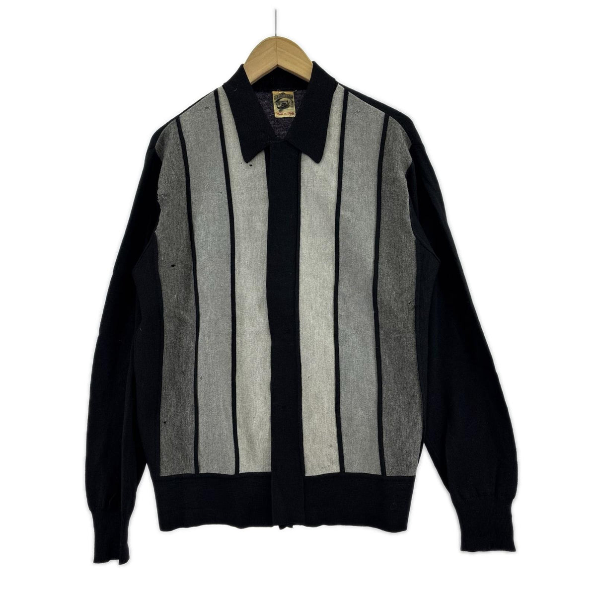 ニット 60S ニットポロ イタリア製 ウール BLK/GRY L