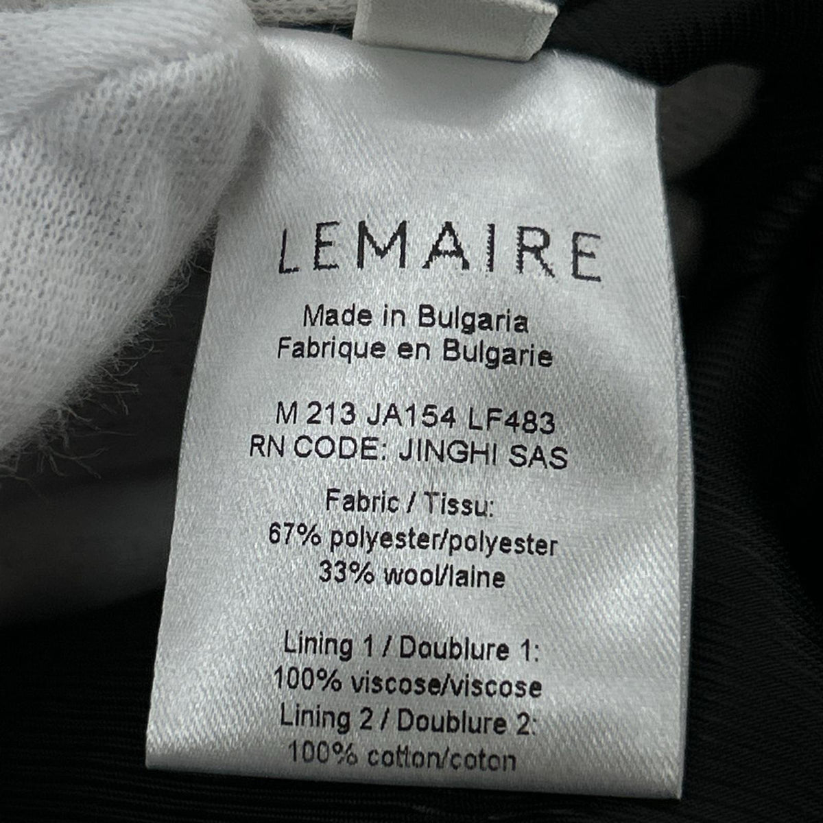 テーラードジャケット LEMAIRE シングルブレステッド 3Bテーラードジャケット 50 ブラック