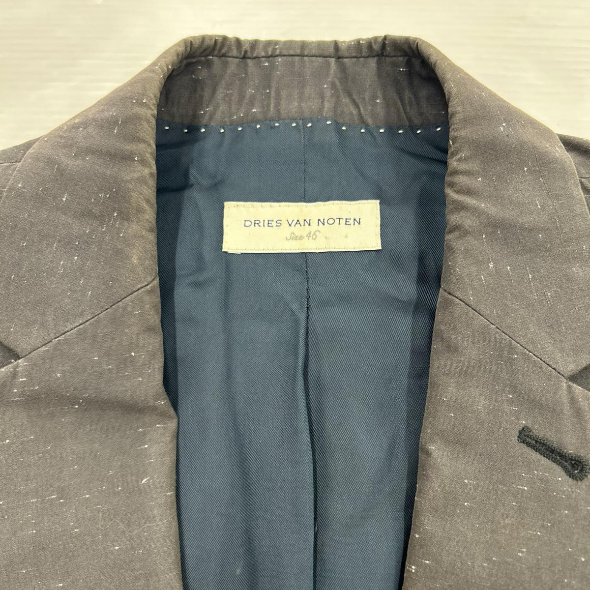 テーラードジャケット DRIES VAN NOTEN 絣柄 テーラードジャケット 46 ブラック